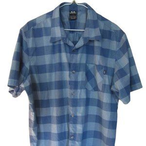 Oakley Men's XL short sleeve button shirt, checks, blue, gray